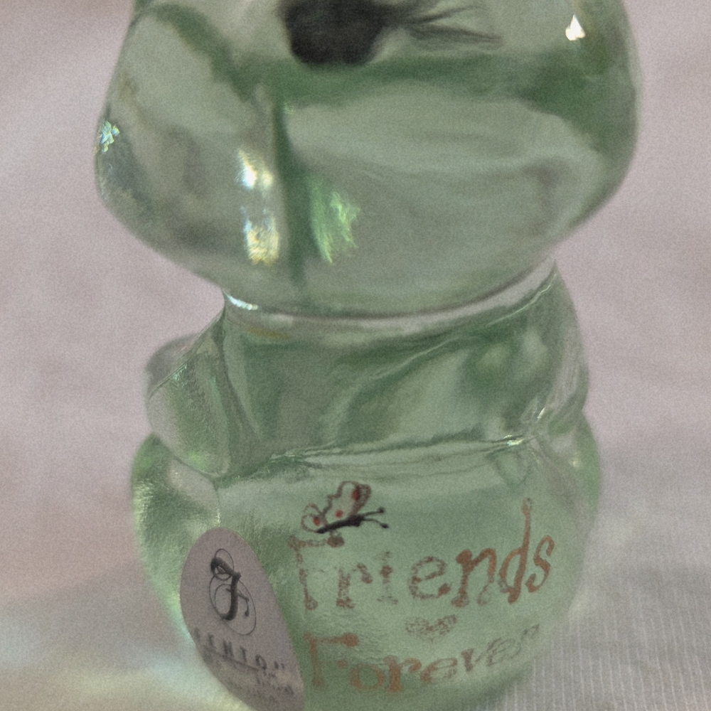Fenton Green Glass Cat with Floral Design - Picture 3 of 3